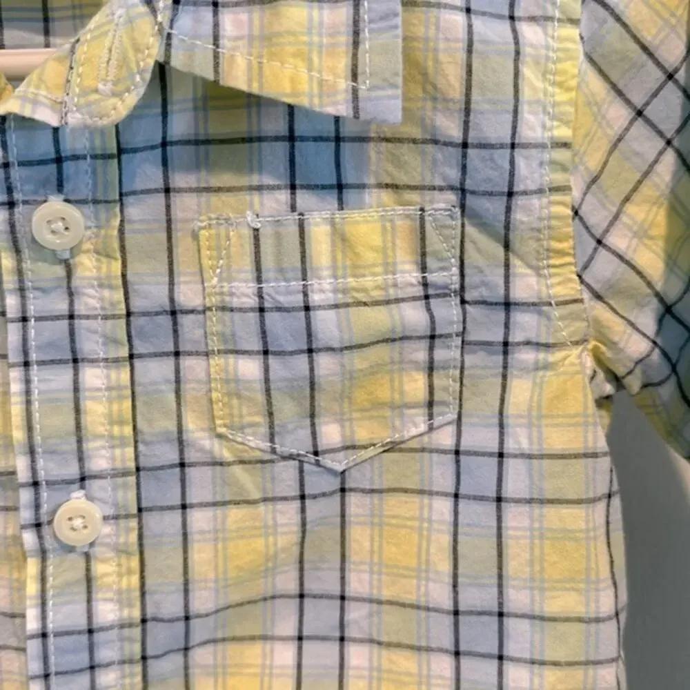 Gymboree Blue/Yellow Plaid Button Down Dress Shirt 12-18‎ Month